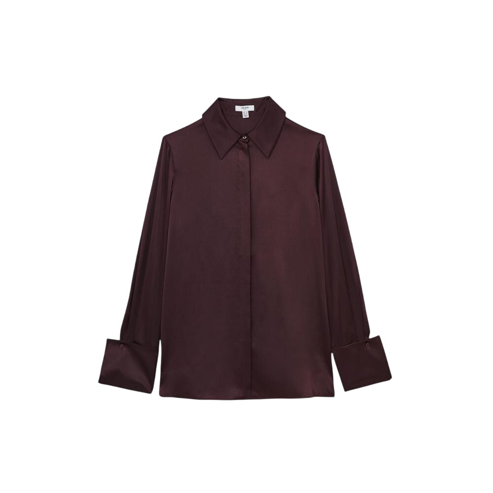REISS Hailey Silk Double-Cuff Button-Through Shirt